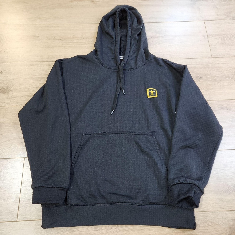 Guy Cotten Polartech Hoodie Mens Medium Black Grid Fleece Pullover USA Made